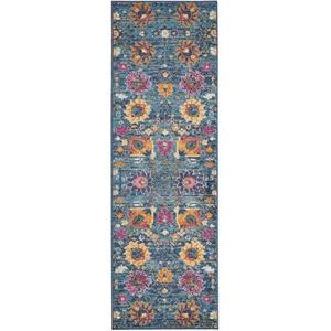 Pemberly Row Transitional 6' Runner Denim Fabric Bohemian Area Rug