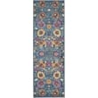 Pemberly Row Transitional 6' Runner Denim Fabric Bohemian Area Rug