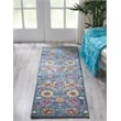 Pemberly Row Transitional 6' Runner Denim Fabric Bohemian Area Rug