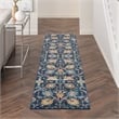 Pemberly Row Transitional 10' Runner Navy Fabric Bohemian Area Rug
