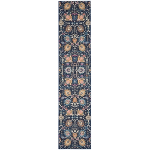Pemberly Row Transitional 10' Runner Navy Fabric Bohemian Area Rug