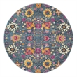 Pemberly Row Transitional 4' Round Denim Fabric Bohemian Area Rug
