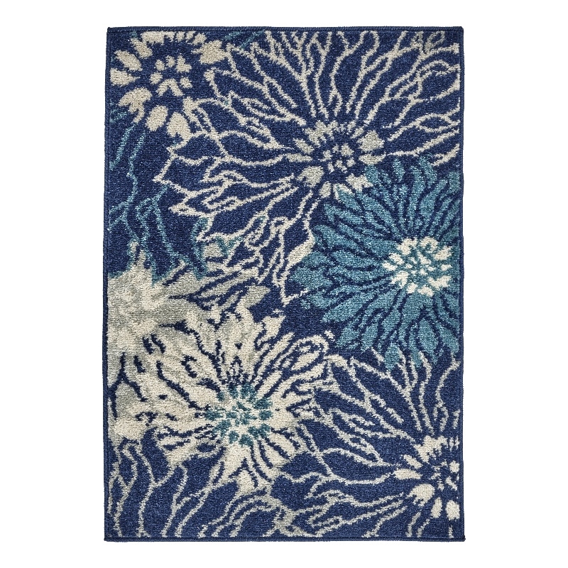 Pemberly Row Modern / Contemporary 2'x3' Navy Ivory Fabric Area Rug