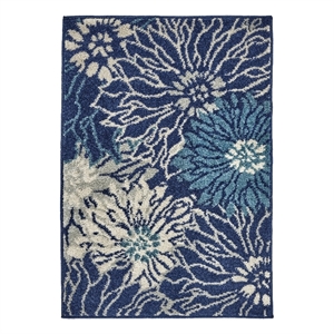 Pemberly Row Modern / Contemporary 2'x3' Navy Ivory Fabric Area Rug