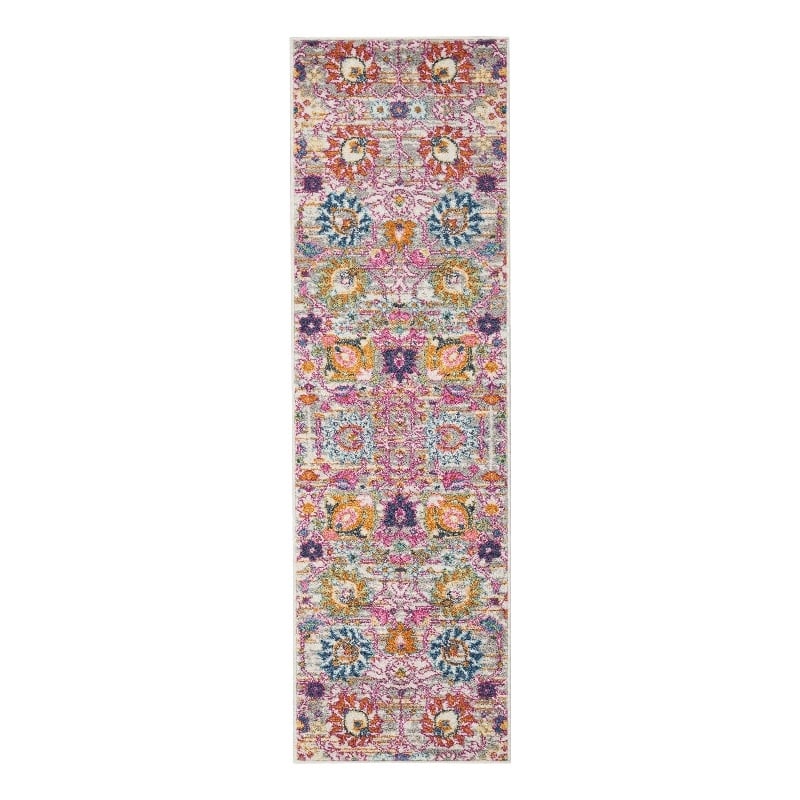 Pemberly Row 6' Runner Pink and Gray Fabric Bohemian Area Rug