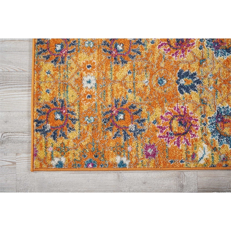 Pemberly Row Transitional 6' Runner Orange Fabric Bohemian Area Rug
