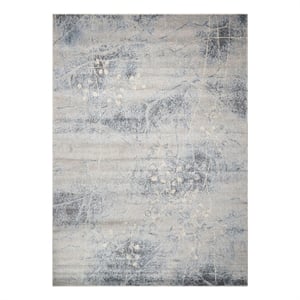 Pemberly Row Contemporary 10'x13' Gray and Blue Fabric Bohemian Area Rug