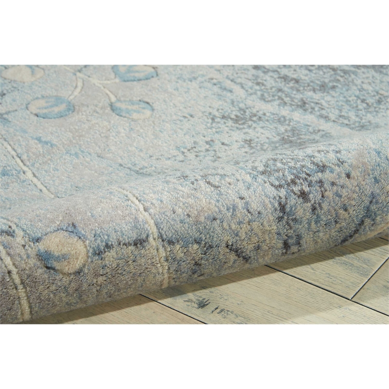 Pemberly Row Contemporary 2'x3' Gray and Blue Fabric Bohemian Area Rug