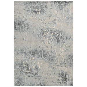 Pemberly Row Contemporary 2'x3' Gray and Blue Fabric Bohemian Area Rug