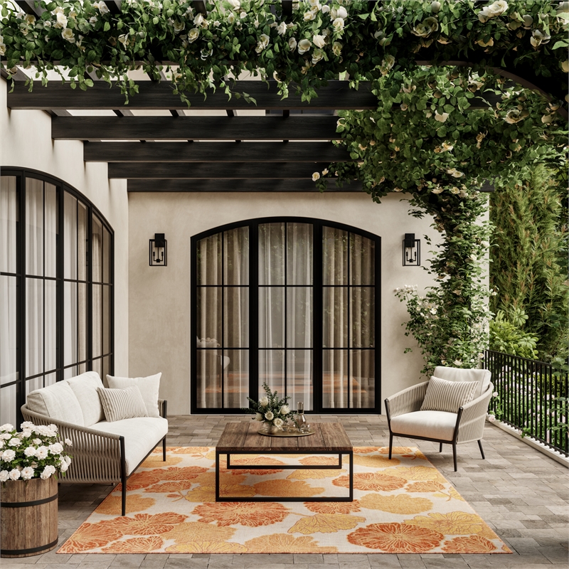 Pemberly Row Modern / Contemporary Home 10'x14' Coral Area Rug