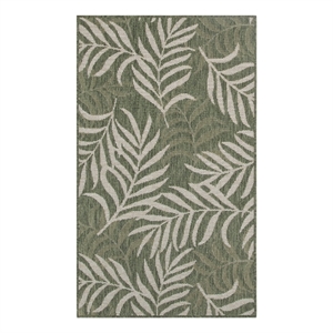 Pemberly Row Contemporary Home 2'x4' Fabric Green Ivory Area Rug
