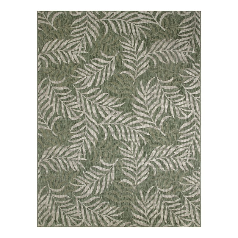 Pemberly Row Contemporary Home 10'x14' Fabric Green Ivory Area Rug