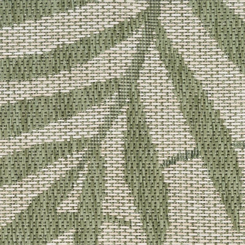 Pemberly Row Contemporary Home 8' Runner Fabric Ivory Green Area Rug