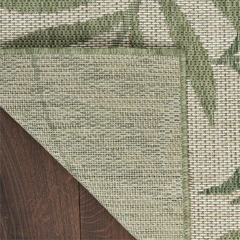 Pemberly Row Contemporary Home 8' Runner Fabric Ivory Green Area Rug
