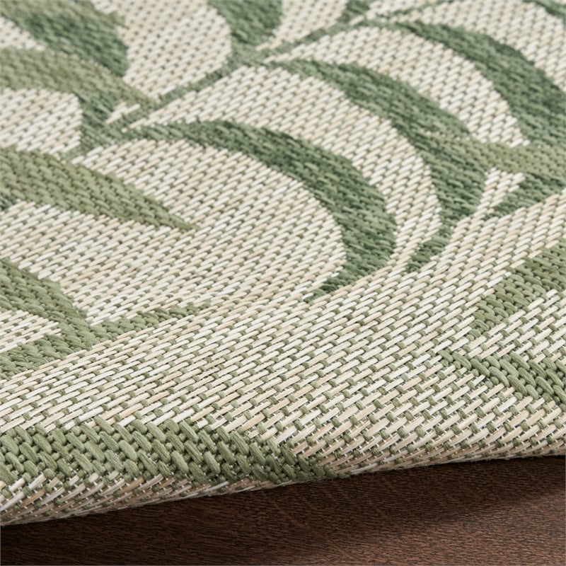 Pemberly Row Contemporary Home 8' Runner Fabric Ivory Green Area Rug