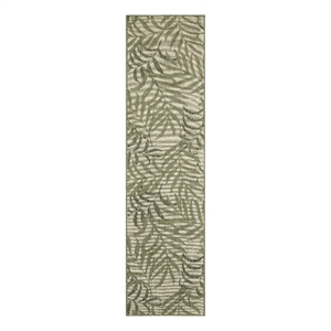 Pemberly Row Contemporary Home 8' Runner Fabric Ivory Green Area Rug