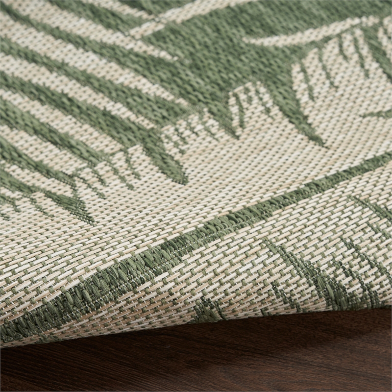 Pemberly Row Contemporary Home 2'x4' Fabric Green Ivory Area Rug