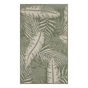 Pemberly Row Contemporary Home 2'x4' Fabric Green Ivory Area Rug