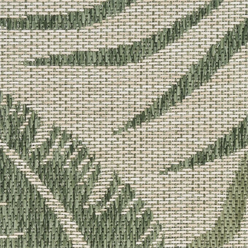 Pemberly Row Contemporary Home 8' Runner Fabric Ivory Green Area Rug