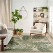 Pemberly Row Contemporary Home 10'x14' Fabric Ivory Green Area Rug