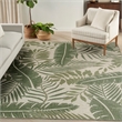 Pemberly Row Contemporary Home 10'x14' Fabric Ivory Green Area Rug
