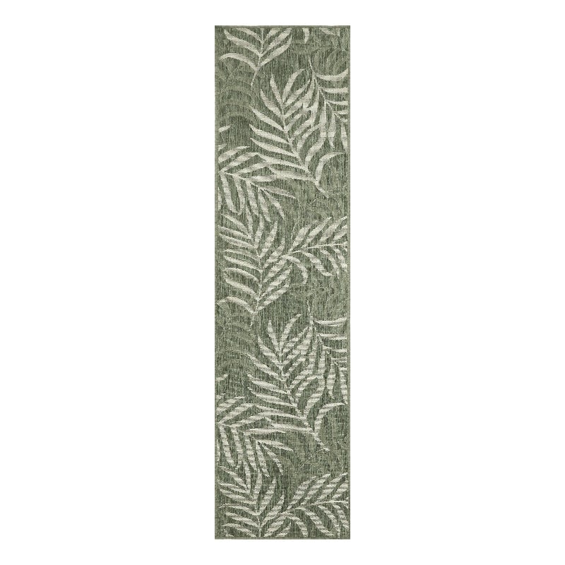 Pemberly Row Contemporary Home 6' Runner Fabric Green Ivory Area Rug