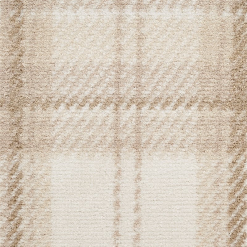 Pemberly Row Contemporary Home 6'x9' Fabric Ivory Beige Area Rug