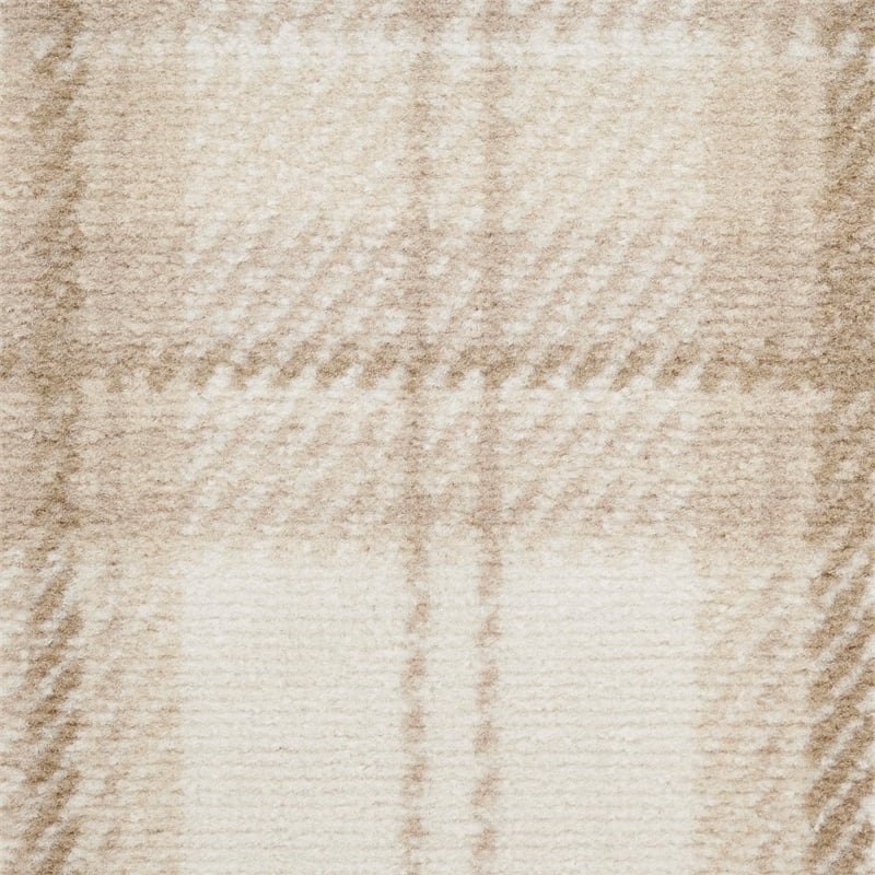 Pemberly Row Contemporary Home 7'x10' Fabric Ivory Beige Area Rug
