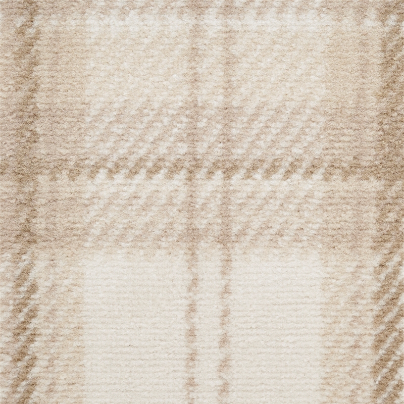 Pemberly Row Contemporary Home 9'x12' Fabric Ivory Beige Area Rug
