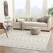 Pemberly Row Transitional Home 9'x12' Fabric Ivory Grey Area Rug
