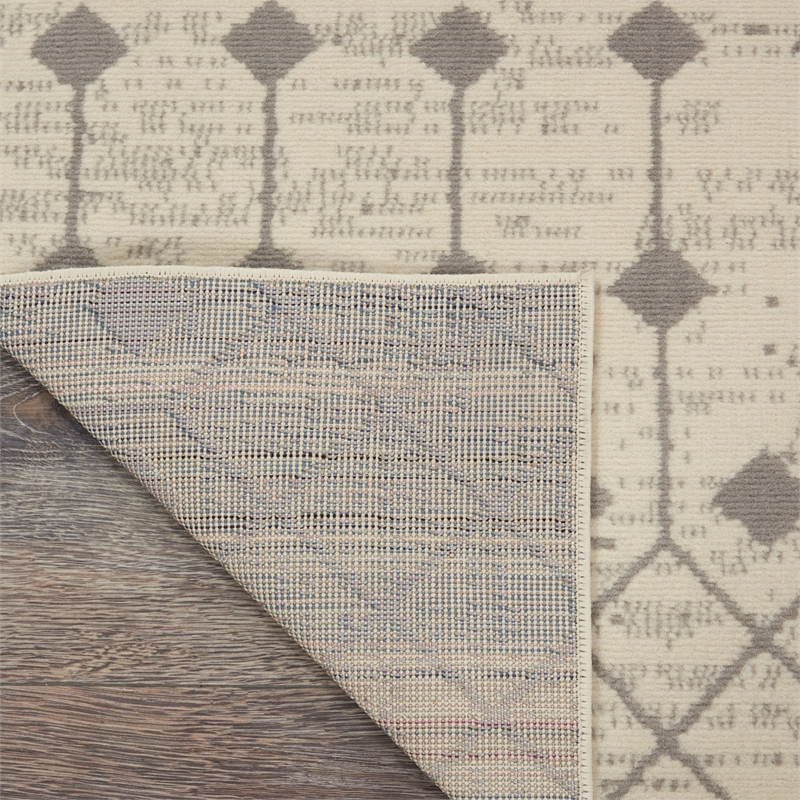 Pemberly Row Transitional Home 9'x12' Fabric Ivory Grey Area Rug