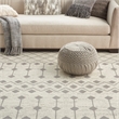Pemberly Row Transitional Home 9'x12' Fabric Ivory Grey Area Rug