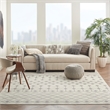 Pemberly Row Transitional Home 9'x12' Fabric Ivory Grey Area Rug