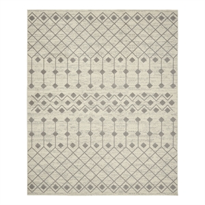 Pemberly Row Transitional Home 9'x12' Fabric Ivory Grey Area Rug