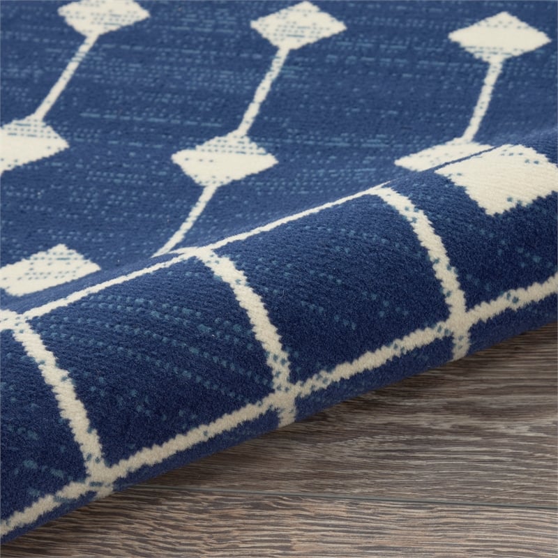 Pemberly Row Modern Transitional Home 9'x12' Fabric Navy Area Rug