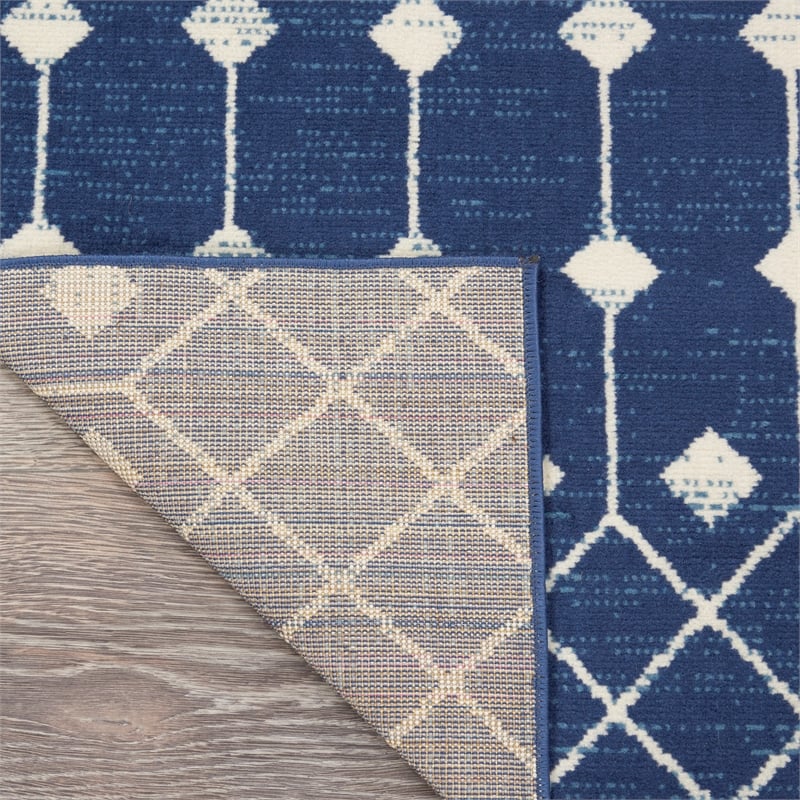 Pemberly Row Modern Transitional Home 9'x12' Fabric Navy Area Rug