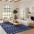 Pemberly Row Modern Transitional Home 9'x12' Fabric Navy Area Rug