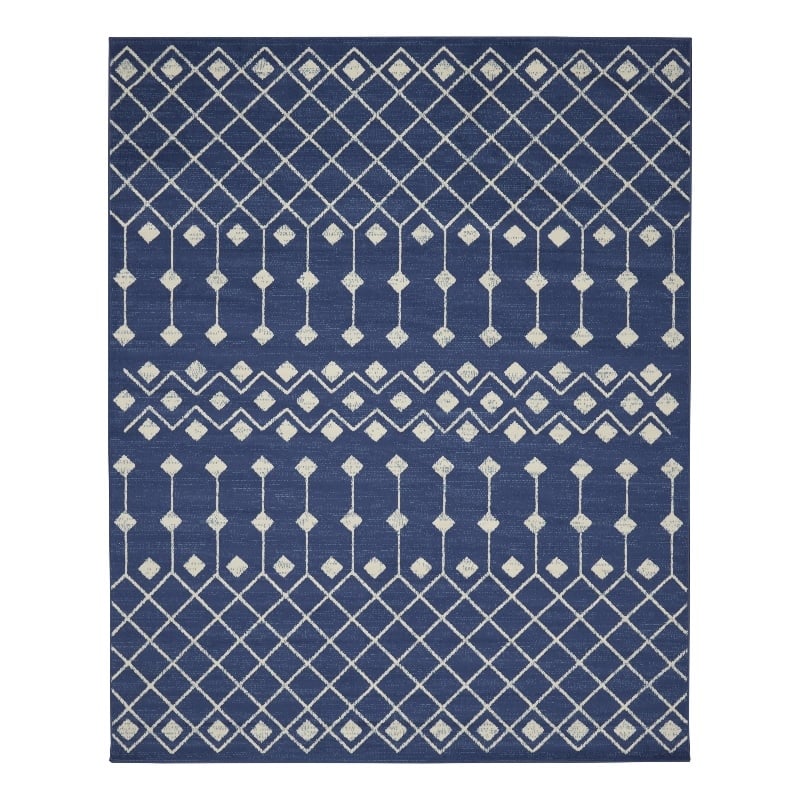 Pemberly Row Modern Transitional Home 9'x12' Fabric Navy Area Rug