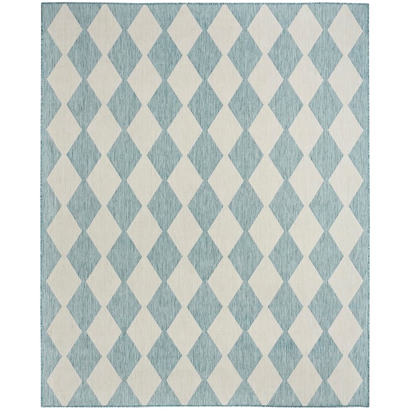 Pemberly Row Modern / Contemporary Home 9'x12' Fabric Aqua Area Rug
