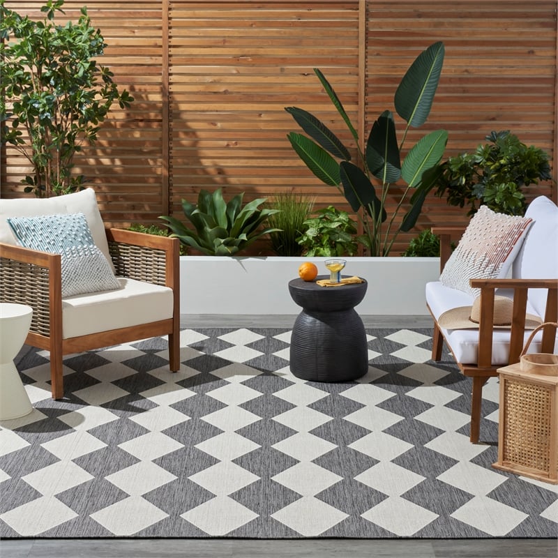 Pemberly Row Contemporary Home 9'x12' Fabric Charcoal Area Rug