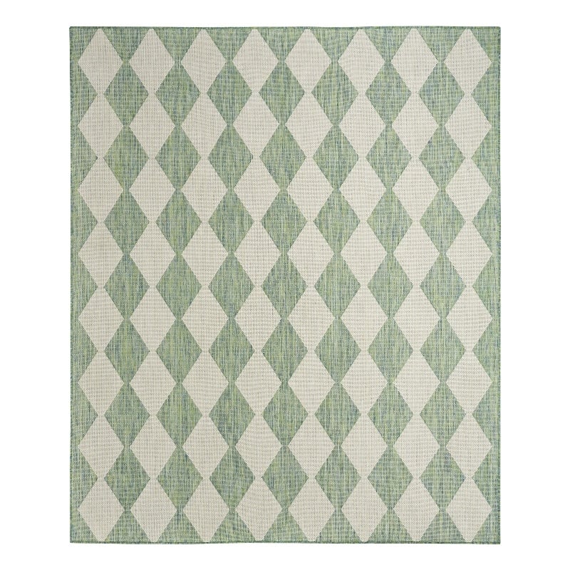 Pemberly Row Contemporary Home 9'x12' Fabric Blue Green Area Rug