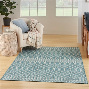 Pemberly Row Modern / Contemporary 4'x6' Fabric Aqua Area Rug