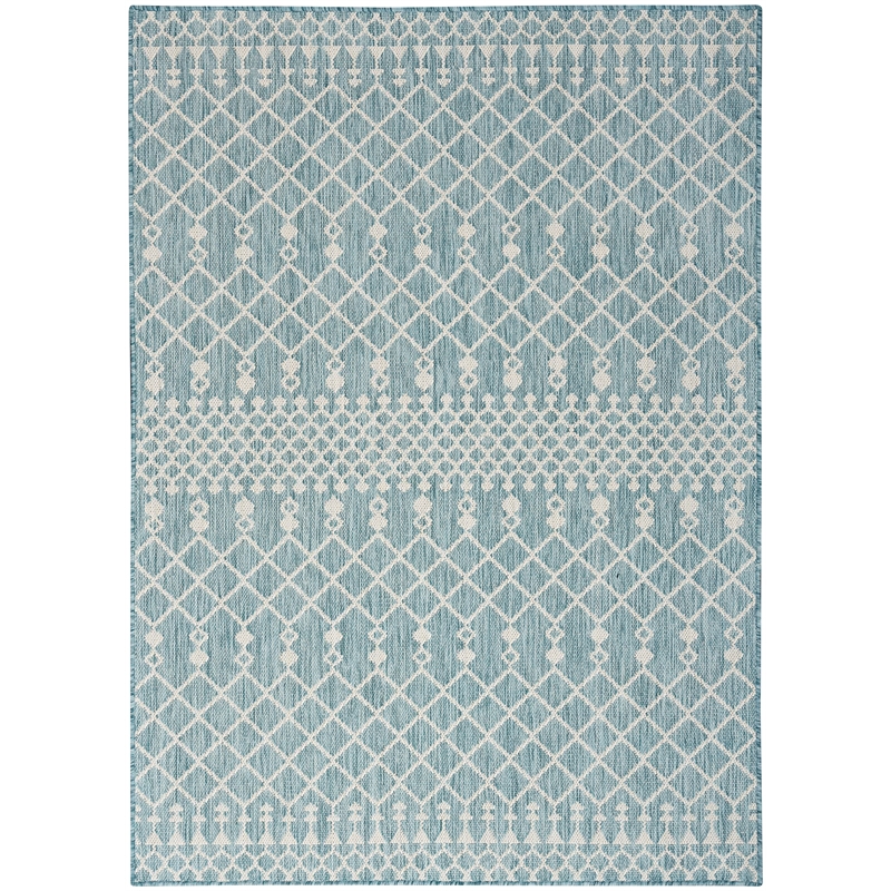Pemberly Row Modern / Contemporary 4'x6' Fabric Aqua Area Rug