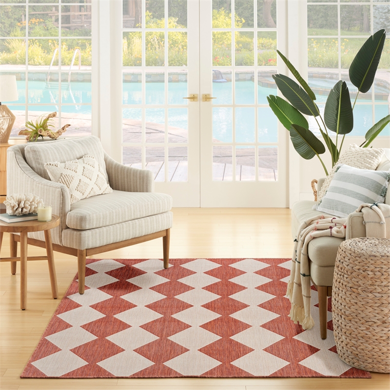 Pemberly Row Contemporary Home 4'x6' Fabric Terracotta Area Rug