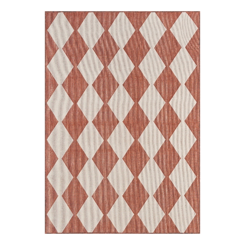Pemberly Row Contemporary Home 4'x6' Fabric Terracotta Area Rug