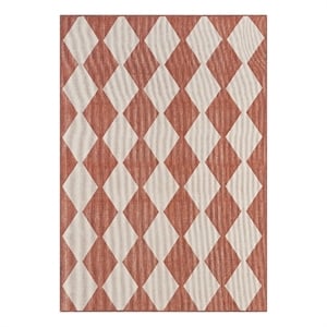 Pemberly Row Contemporary Home 4'x6' Fabric Terracotta Area Rug