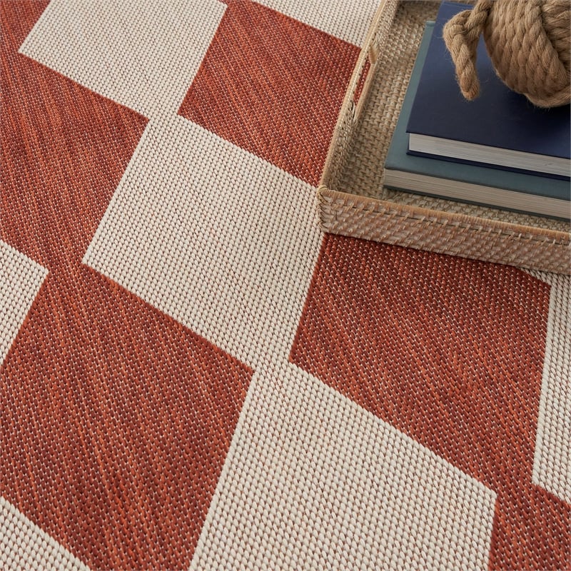 Pemberly Row Contemporary Home 5'x7' Fabric Terracotta Area Rug