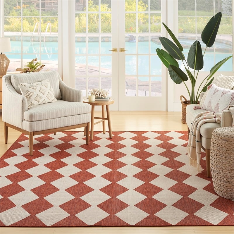 Pemberly Row Contemporary Home 5'x7' Fabric Terracotta Area Rug