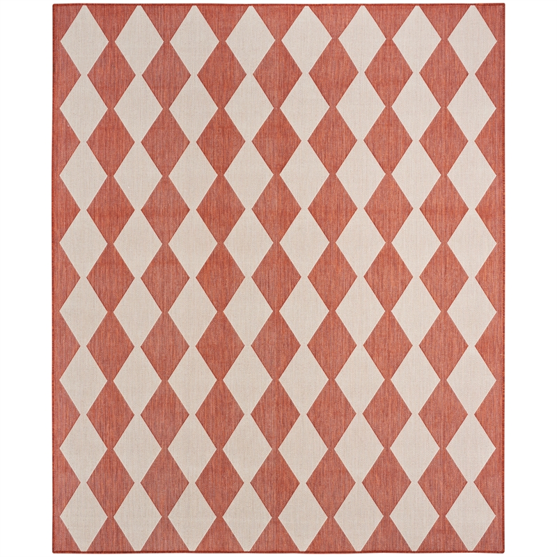 Pemberly Row Contemporary Home 9'x12' Fabric Terracotta Area Rug