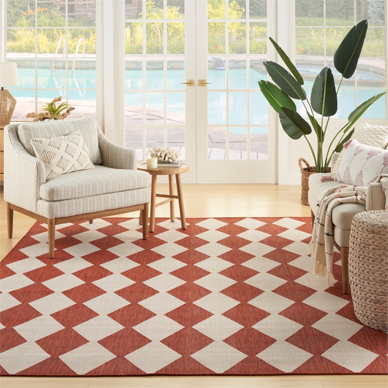 Pemberly Row Contemporary Home 9'x12' Fabric Terracotta Area Rug